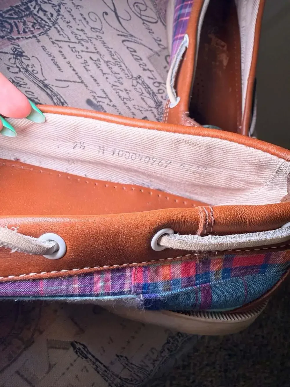 Brooks Brothers 346 Multi-Color Plaid and Leather Boat Shoes